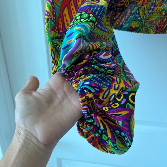 Bold Boho Smocked Crop Top with Dramatic Puff Sleeves – Live 4 Truth - Picture 4 of 5